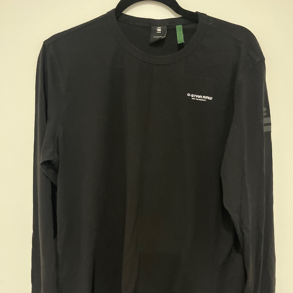 G-Star RAW Men's Dark Black Base-R Compact Jersey Long Sleeve T-Shirt